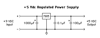 schematic for regulated +5 VDC power supply